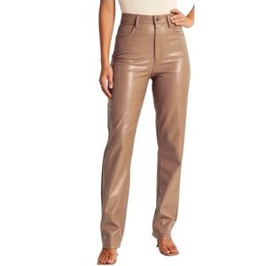 Abercrombie The 90s Straight Ultra High Rise Tan Vegan Leather Pants Size 4 / 27